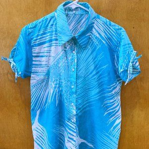 Blue & White Tropical West Indies Buttoned Shirt